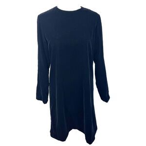 Vtg AKA Eddie Bauer Dress Womens 8 Black Velvet 90s Noir Wedding Goth Minimalist